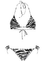 The Attico bikini à imprimé zébré - Noir