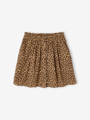 Kleurrijke rok van katoenen gaas voor meisjes beige