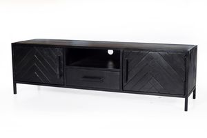LivingFurn TV-meubel 'York' Mangohout visgraat, 150cm, kleur zwart