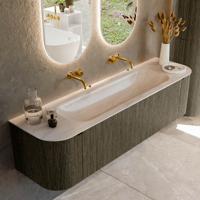 Badmeubel Mondiaz Kurve-Dlux | 170 cm | Meubelkleur Shadow | Wastafelkleur Meli | Solid surface | Wasbak midden spoelbak | Zonder kraangat(en)