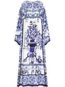 Dolce & Gabbana robe en soie à imprimé Majolica - Bleu