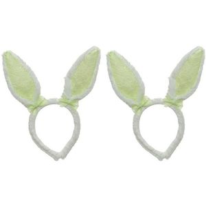 2x Wit/groene konijn/haas oren verkleed diademen kids/volwassen