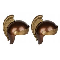 Romeinse ridder helm - 2x stuks - bruin - kinderen - one size - carnaval verkleedaccessoire - thumbnail