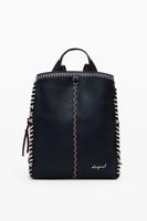 Grote rugzak met stiksels in leerlook - BLACK - U