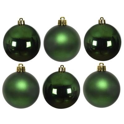 12x Donkergroene glazen kerstballen 8 cm glans en mat