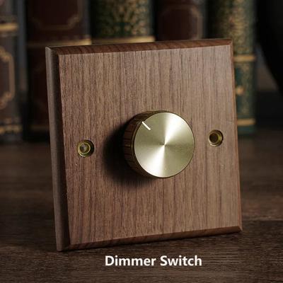 RetroLux Zwart Walnoot 1-4 Gang Wandschakelaar met Messing Toggle