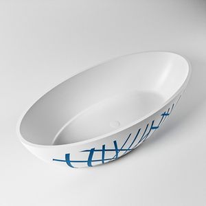 Vrijstaand bad Mondiaz Holm Design | 180x85 cm | Solid surface | Ovaal | Jeans