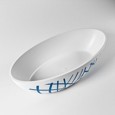 Vrijstaand bad Mondiaz Holm Design | 180x85 cm | Solid surface | Ovaal | Jeans