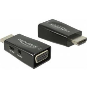 DeLOCK 65901 tussenstuk voor kabels HDMI A VGA & 3.5 mm Audio Zwart