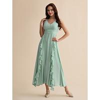 chiffon prom zwierige maxi-jurk met ruches en v-hals Lightinthebox - thumbnail