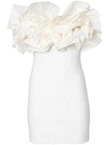 Carolina Herrera robe bustier courte à volants - Blanc