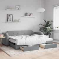Slaapbank met onderschuifbed en lades 90x200 cm stof lichtgrijs