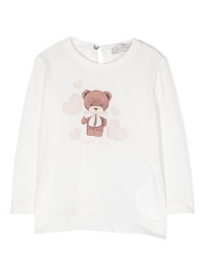 Monnalisa t-shirt en coton à imprimé ourson - Blanc