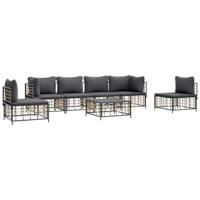 vidaXL 7-delige Loungeset met kussens poly rattan antracietkleurig