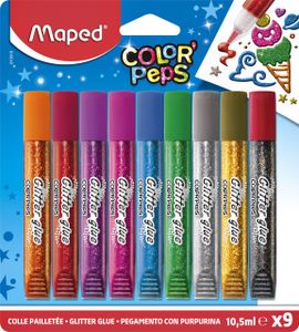 Glitterlijm Maped 10.5ml blister Ãƒ 9 kleuren