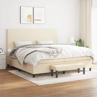 Boxspring met matras stof crèmekleurig 200x200 cm