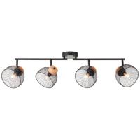 Brilliant 4-lichts plafondlamp Thuy zwart met hout 99744/76