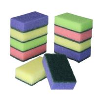 Schuursponjes - 10x - gekleurd - 9 x 6 x 3 cm - schoonmaak sponzen - schuursponzen