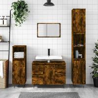 Badkamerkast 80x33x60 cm bewerkt hout gerookt eikenkleurig