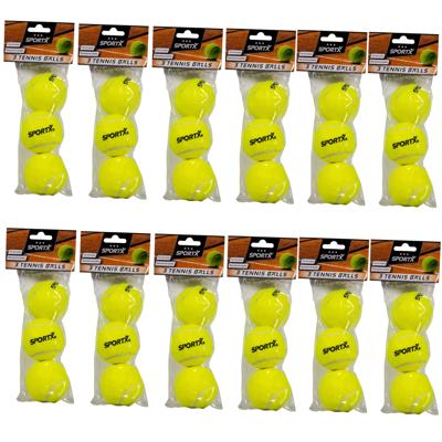 Sportx Tennisballen - 36x - geel - rubber/katoen - standaard formaat - buitenspeelgoed