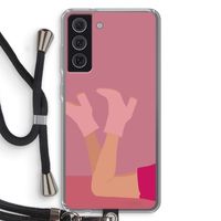 Pink boots: Samsung Galaxy S21 FE Transparant Hoesje met koord