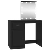 The Living Store Kaptafel - Zwart - 90 x 50 x 132.5 cm - LED-verlichting - Opbergruimte