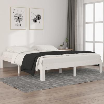 Bedframe massief grenenhout wit 160x200 cm