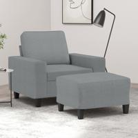 Fauteuil met voetenbank 60 cm stof lichtgrijs