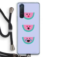 Smiley watermeloen: Sony Xperia 5 II Transparant Hoesje met koord Smiley watermeloen: Sony Xperia 5 II Transparant Hoesje met koord