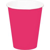 8x stuks drinkbekers van papier fuchsia roze 350 ml - Feestbekertjes - thumbnail