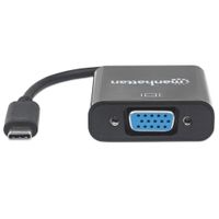 Manhattan 151771 USB / VGA Adapter [1x USB 3.2 Gen 2 stekker C (USB 3.1) - 1x VGA-bus] Zwart Kleurcodering, Flexibel, Folie afscherming, UL gecertificeerd, - thumbnail