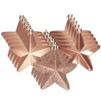 Decoris kersthanger sterren - 24x st - lichtbruin - 7 cm - kunststof - kerstornamenten