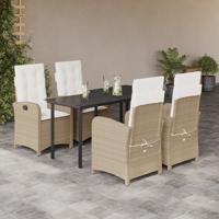 5-delige Tuinset met kussens poly rattan beige