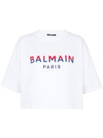 Balmain t-shirt en coton biologique à logo floqué - Blanc - thumbnail