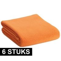 6x Fleece dekens/plaids oranje 120 x 150 cm