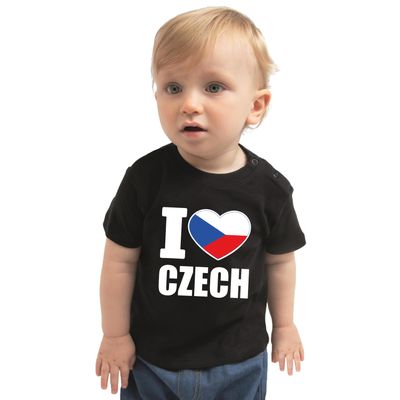 I love Czech t-shirt Tsjechie zwart voor babys I love Czech t-shirt Tsjechie zwart voor babys