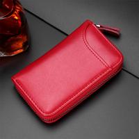 9106 grote capaciteit rits lederen sleutels houder tas multifunctionele portemonnee (rood)