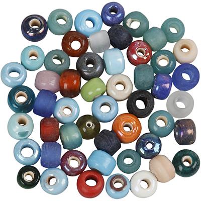 Creativ Company Glaskralen, d 9 mm, gatgrootte 2,5-3 mm, ca. 680 stuk, diverse kleuren, 500 gr/ 1 doos