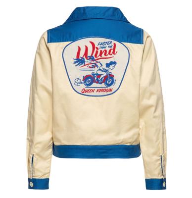 Queen Kerosin Faster Than The Wind Work Jacket Blue & Off White-XXL