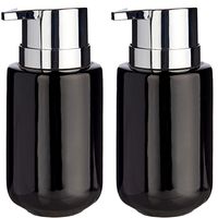 2x Stuks Zeeppompjes/dispensers van keramiek - zwart/zilver - 350 ml - thumbnail