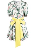 Maison Kitsuné robe portefeuille à taille ceinturée - Blanc