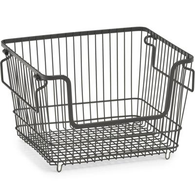 Zeller opberg draadmandje - zwart - stapelbaar - 33 x 27 x 21 cm - metaal - kastmanden