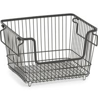 Zeller opberg draadmandje - zwart - stapelbaar - 33 x 27 x 21 cm - metaal - kastmanden