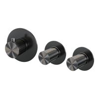 BRAUER Stripe Inbouwthermostaat - 2 stopkranen - in- en afbouwdelen - gunmetal geborsteld PVD 5-GM-350