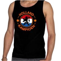 Tanktop Holland kampioen met leeuw Holland / Nederland supporter EK/ WK zwart voor heren - thumbnail