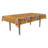 Hawaii Luau thema feest tafelkleed - met tropische bloemen - 275 x 135 cm - thumbnail