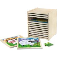 VIGA puzzelrek met 12 puzzels, afm 23x27,5x23,5 cm, 12x9 delen, 12 onderdelen/ 1 set
