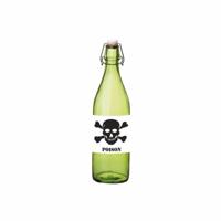 Halloween versiering - groene beugelfles - met vergif etiket - 1000 ml Halloween versiering - groene beugelfles - met vergif etiket - 1000 ml