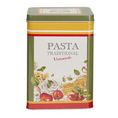 Pasta / spaghetti bewaarblik Nostagia - groen - metaal - Italiaans - 13 x 9 x 18 cm - voorraadblik