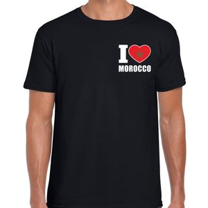 I love Morocco t-shirt Marokko zwart op borst voor heren